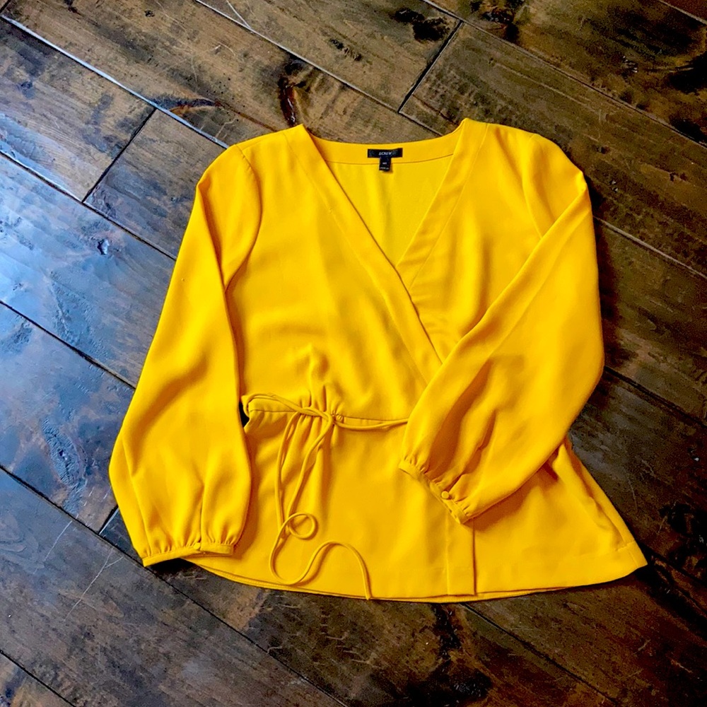 J Crew V Neck Wrap Top in Yellow Mustard